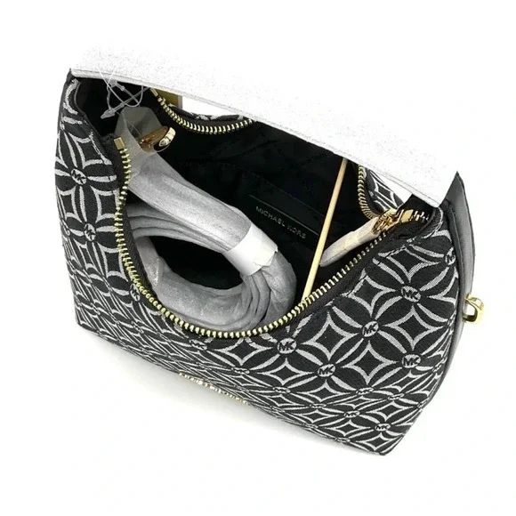 Michael Kors Ember Small Logo Jacquard Messenger Bag Black - Picture 8 of 11